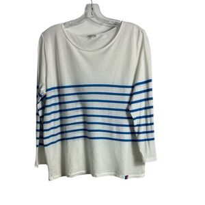 Kule 100% Cotton Blue and White Stripe 3/4 Sleeve Shirt Size XL